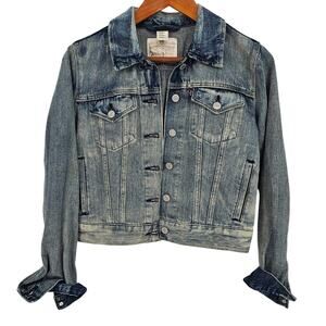 Levi’s White Label Blue Acid Wash Classic Denim Jean Trucker Jacket Womens S VTG
